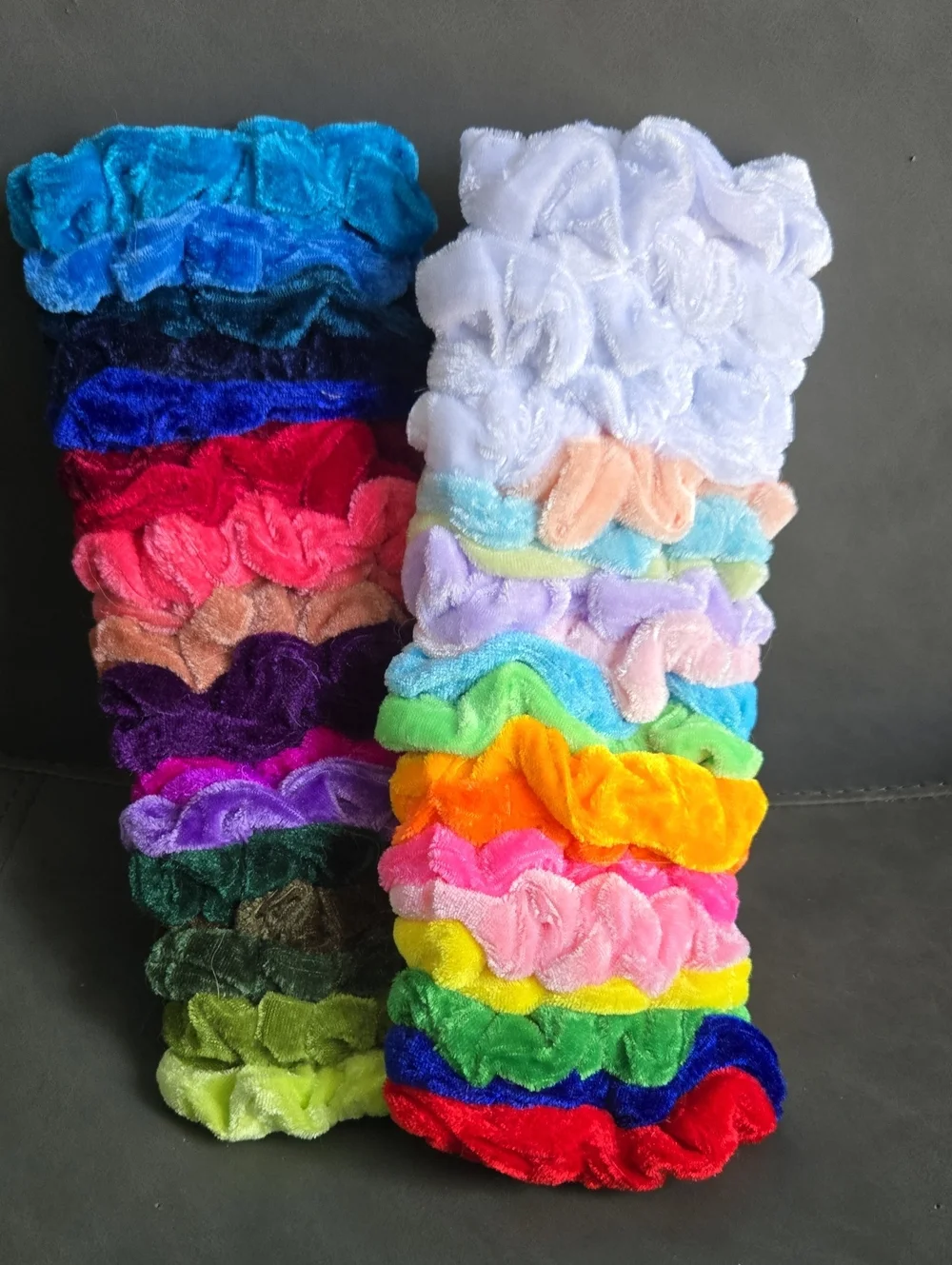 Plush Velvet Hair Scrunchies Set - Multi Color